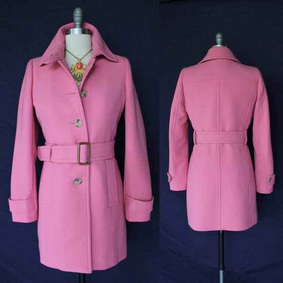 J. Crew Jackets & Blazers - J. CREW pink Double cloth wool princess dress coat jacket trench $398 Lady day